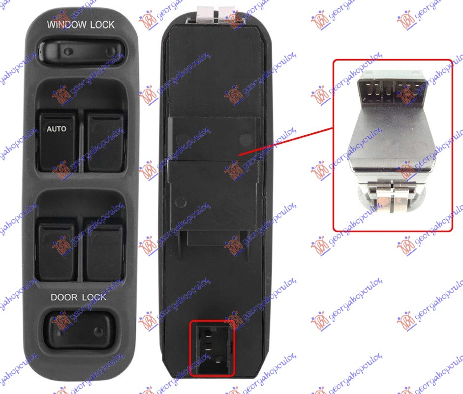 SUZUKI GRAND VITARA 99-05 PREKIDAC U PREDNJIM VRATIM (4 TASTERA) (ZAKLJUCAVANJE VRATA & ZAKLJUCAVANJE PROZORA) (10+3 PIN)