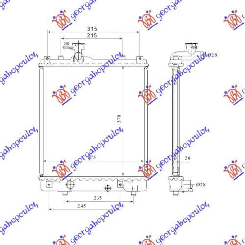 OPEL AGILA 99-08 HLADNJAK MOTORA 1.0/1.2 BENZIN (MAN) (375x380x34) (OTVOREN SISTEM) (MEHANICKI SPOJ)
