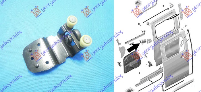 PEUGEOT EXPERT/TRAVELLER 16- KLIZAC (VODJICA) KLIZNIH VRATA SREDNJI
